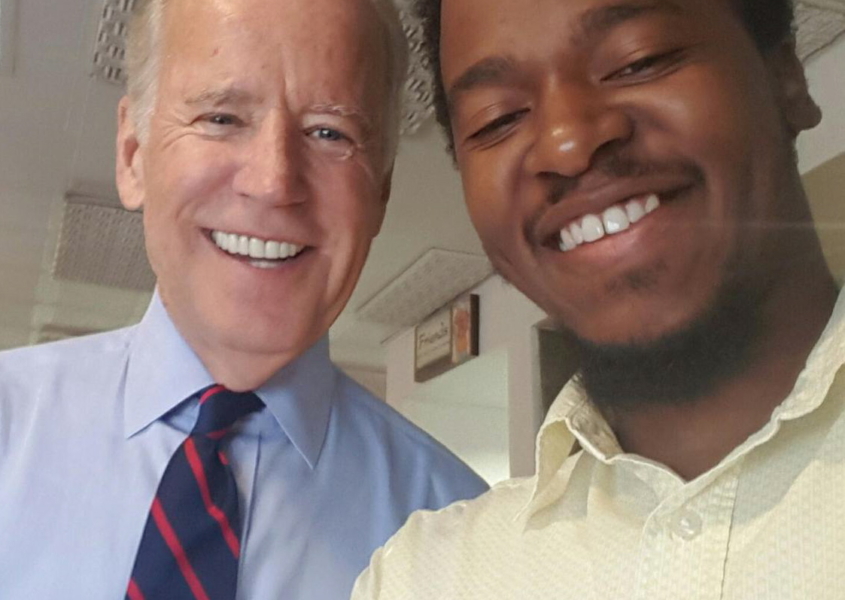 Eric Green, a BUD graduate, meeting with Joe Biden