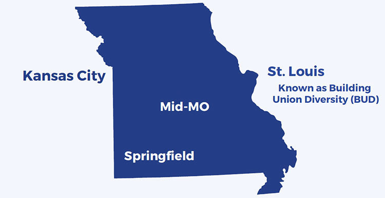 Map of Missouri Works locations in the state of Missouri